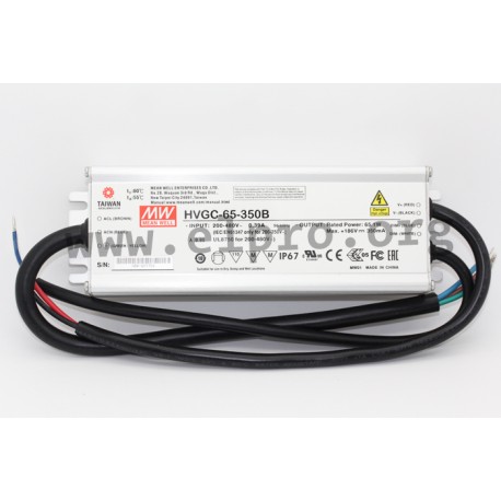 HVGC-65-1050B, Mean Well LED drivers, 65W, IP67, constant current, dimmable, high voltage, HVGC-65 series