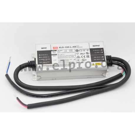 XLG-100-L-AB, Mean Well LED-Schaltnetzteile, 100W, IP67, CV und CC mixed mode, Konstantleistung, dimmbar, XLG-100 Serie