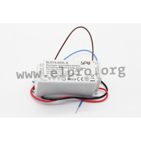 SLD15-24VL-E, Self LED drivers, 15W, IP20, constant voltage, AC dimmable, SLD15-VL-E series