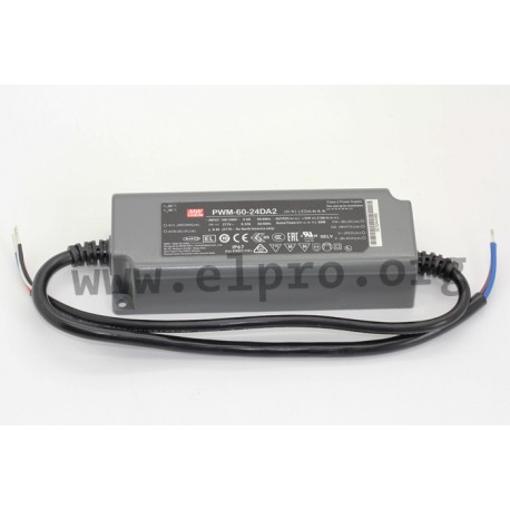 PWM-60-24DA2, Mean Well LED drivers, 60W, IP67, PWM output voltage, DALI interface, PWM-60 series
