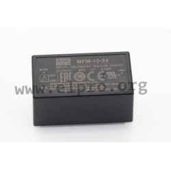 MPM-10-3.3, Mean Well switching power supplies, 10W, for medical technology, PCB, MPM-10 series