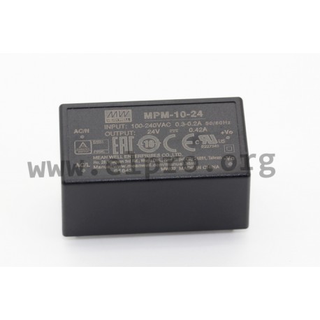 MPM-10-15, Mean Well switching power supplies, 10W, for medical technology, PCB, MPM-10 series