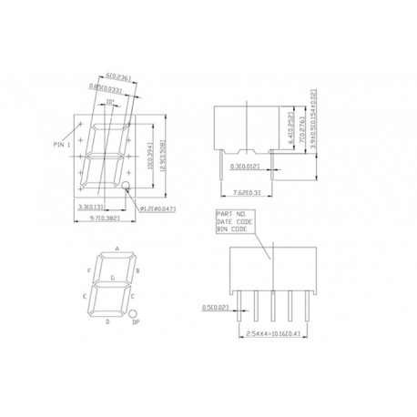 LTS-4801JD, LiteOn 7-segment LED displays, 10mm digit height, 1 digit, LTS series