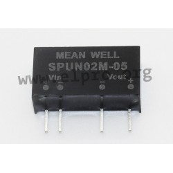 SPUN02N-15, Mean Well DC/DC converters, 2W, SIL7 housing, SPUN02 and DPUN02 series