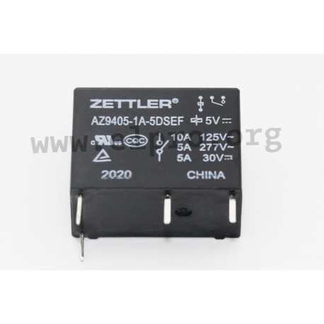 AZ9405-1C-12DEF, Zettler PCB relays, 10A, 1 changeover or 1 normally open contact, AZ9405 series