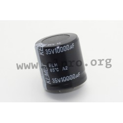 ELH109M080AT6AA, Jamicon and Kemet electrolytic capacitors, radial, pitch 10mm, Snap-In, 85°C, ELH/LP/LS series