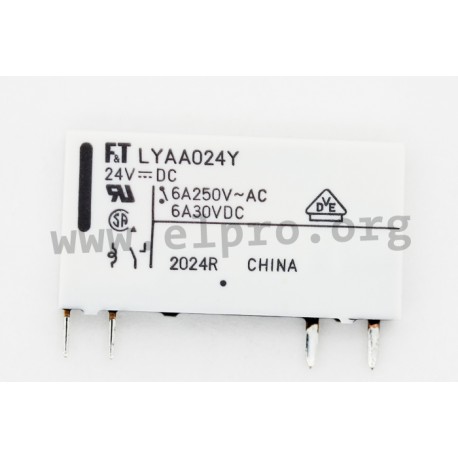FTR-LYAA024Y, Fujitsu PCB relays, 6A, 1 normally open contact, FTR-LYAA series