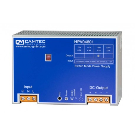 HPV04801.072(R2), Camtec DIN rail switching power supplies, 480W, HPV04801 series