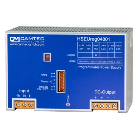 HSEUREG04801.090(R2), Camtec DIN rail switching power supplies, 480W, programmable output voltage, HSEUREG04801 series