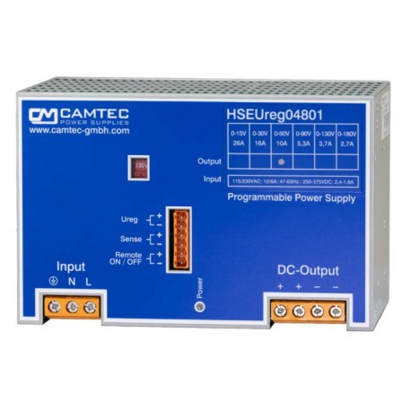 HSEUREG04801.180(R2), Camtec DIN rail switching power supplies, 480W, programmable output voltage, HSEUREG04801 series