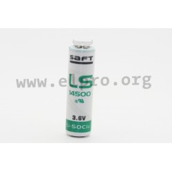LS145003PF, Saft lithium thionyl chloride batteries, 3,6V, LS and LSH series
