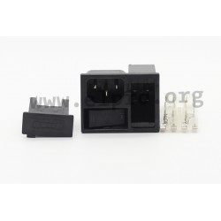 42R37.31404-150, KB IEC appliance inlets, 70°C, with switch and 2 fuse holders, 42R37 series