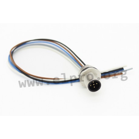 09 3441 700 05, Binder connectors, panel mounting, with screw locking, with wire, M12 A-Coded, 713 series