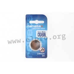CR2450N.SC, Renata lithium manganese dioxide button cells, single packed, CR series