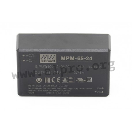 MPM-65-5, Mean Well switching power supplies, 65W, for medical technology, PCB, MPM-65 series