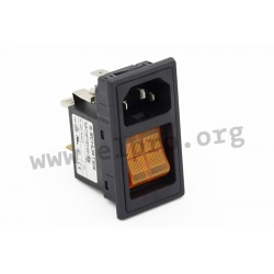 3-107-924, Schurter IEC appliance inlets, 70°C, with switch, DG11 series