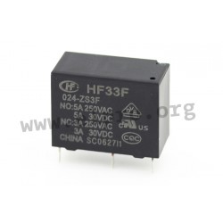 HF33F/012-ZS3F, Hongfa PCB relays, 10A, 1 changeover contact, HF33F series