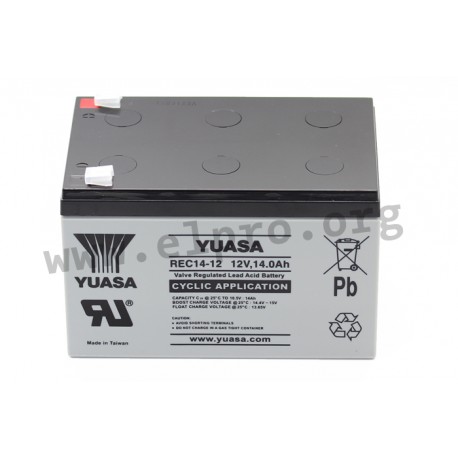 REC14-12, Yuasa lead-acid batteries, 12 volts, RE/REC/REW series