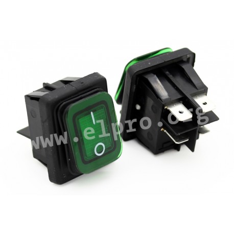 B4MASK48N1E21000, Molveno rocker switches, 16A, for 22x30mm panel cut-out, IP65, B4MASK series