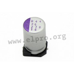 20SVPG33M, Panasonic electrolytic capacitors, SMD, 105°C, low ESR, polymer aluminium, OS-CON, SVPG series