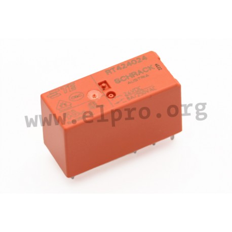 7-1393243-9, TE Connectivity PCB relays, 8A, 2 changeover or 2 normally open contacts, RT2 series