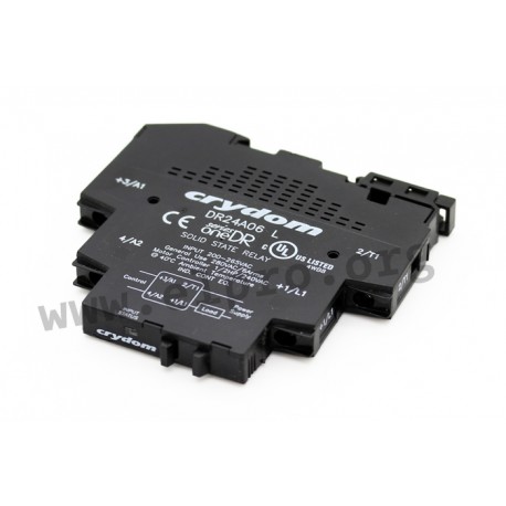 DR24A03, Crydom solid state relays, 6 to 12A, 36 to 265V, thyristor output, DIN rail, DR series