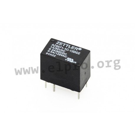 AZ9571-1C-12DSE, Zettler PCB relays, 1A, 1 changeover contact, AZ957 and AZ9571 series