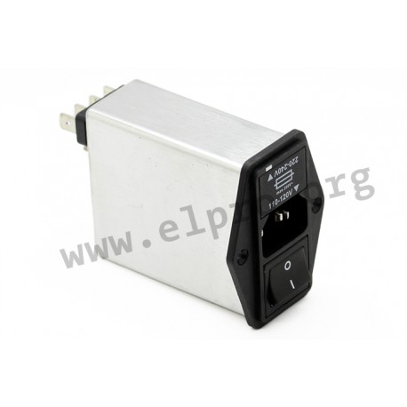 FN394E-6-05-11, Schaffner RFI filters, with IEC plug, dual fuse holder and 2-pole switch, FN 394 series