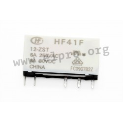 HF41F/012-ZST, Hongfa PCB relays, 6A, 1 changeover contact, HF41F series