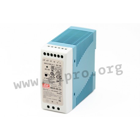MDR-60-12, Mean Well DIN rail switching power supplies, 60W, MDR-60 series