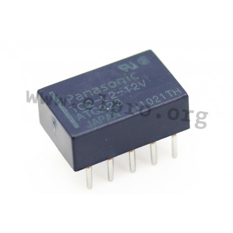 TQ2-L2-3V, Panasonic PCB relays, 1A, 2 changeover contacts, 2 coils, TQ series