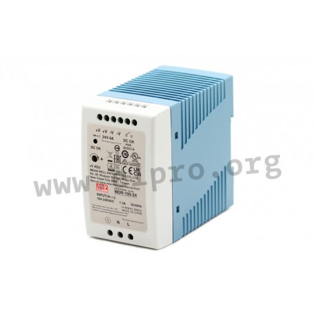 MDR-100-12, Mean Well DIN rail switching power supplies, 100W, MDR-100 series