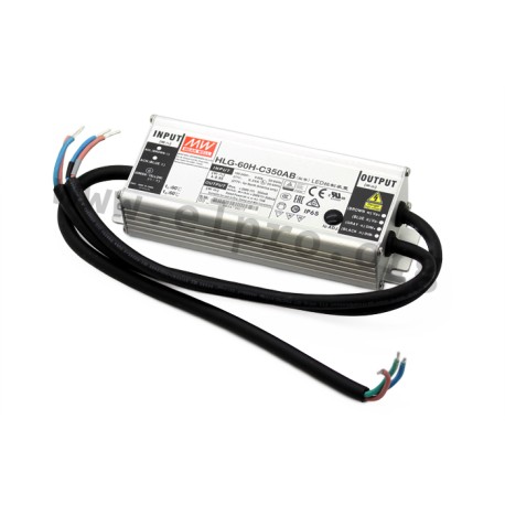 HLG-60H-C350AB, Mean Well LED drivers, 70W, IP65, constant current, dimmable, adjustable, HLG-60H-C series