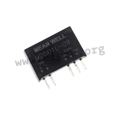 MDD01L-05, Mean Well DC/DC converters, 1W, SIL7 housing, for medical technology, MDD01 series