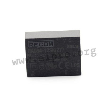 RAC04-24SK/277, Recom AC/DC converters, 4W, PCB, RAC04-K/277 and RAC04-C series