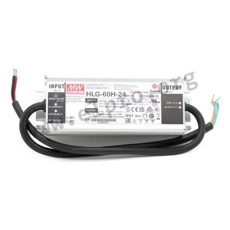 HLG-60H-24, Mean Well LED drivers, 60W, IP67, CV and CC (mixed mode), fixed preset, HLG-60H series