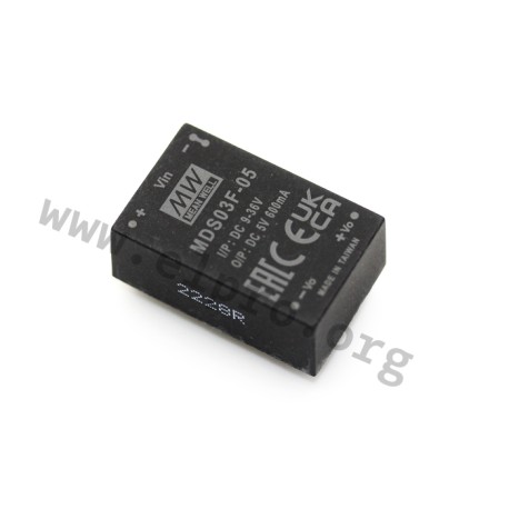 MDS03F-05, Mean Well DC/DC converters, 3W, DIL24 housing, for medical technology, MDS03 and MDD03 series