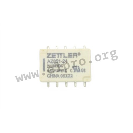 AZ851-24, Zettler SMD relays, 1A, 2 changeover contacts, AZ851 series