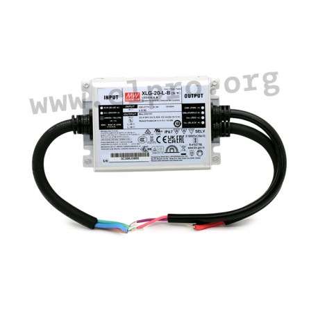 XLG-20-L-B, Mean Well LED drivers, 20W, IP67, constant current, PFC, XLG-20 series