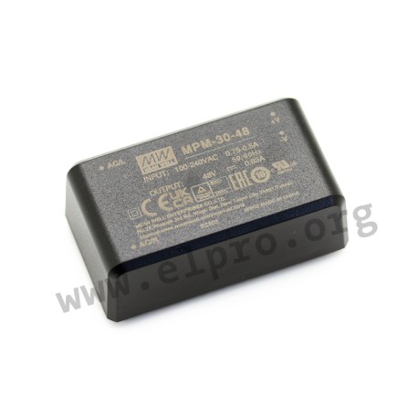 MPM-30-48, Mean Well switching power supplies, 30W, for medical technology, PCB, MPM-30 series