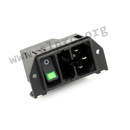 DD21.0124.1111, Schurter IEC appliance inlets, 70°C, with switch and 2 fuse holders, DD21 series