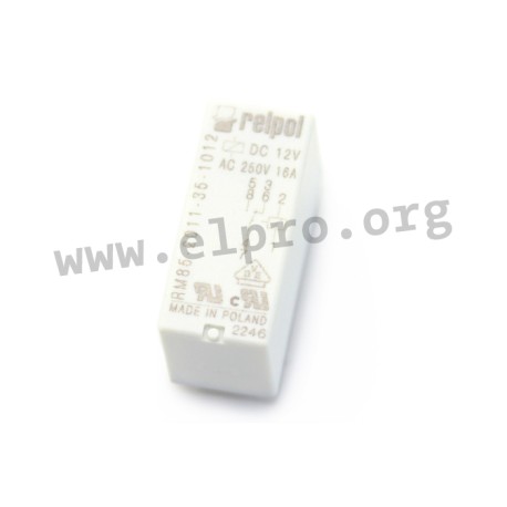 RM85-2011-35-1012, Relpol PCB relays, 16A, 1 changeover contact, RM85 series