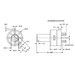 RM105772BCB, C&K Drehschalter, 7,7mm lange Achse, Printanschluss, RM Serie