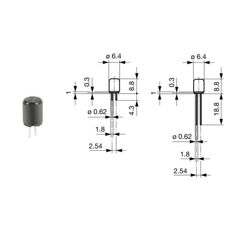0034.4221, Schurter miniature fuse links, fast acting, radial, short terminals, MSF 125 series