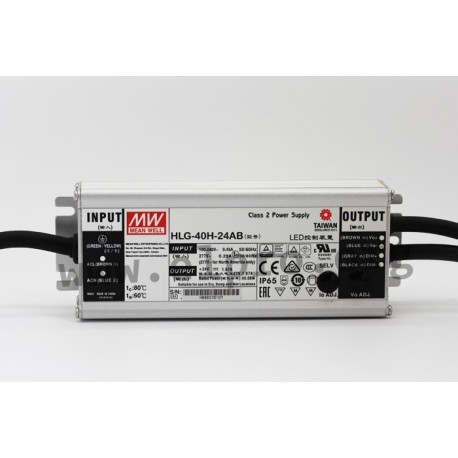 HLG-40H-30AB, Mean Well LED drivers, 40W, IP65, CV and CC (mixed mode), dimmable, adjustable, HLG-40H series