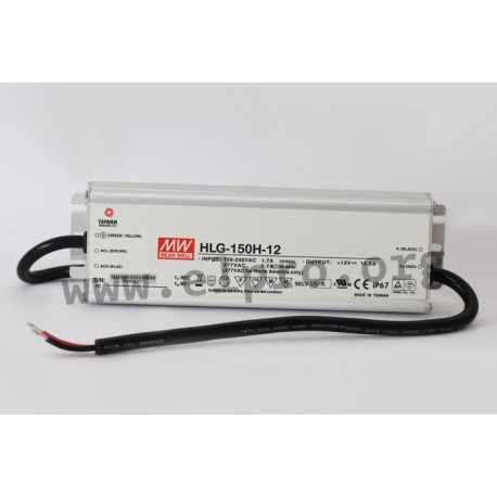 HLG-150H-15, Mean Well LED drivers, 150W, IP67, CV and CC mixed mode, HLG-150H series