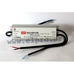 HLG-185H-15B, Mean Well LED drivers, 185W, IP67, CV and CC mixed mode, dimmable, HLG-185H series