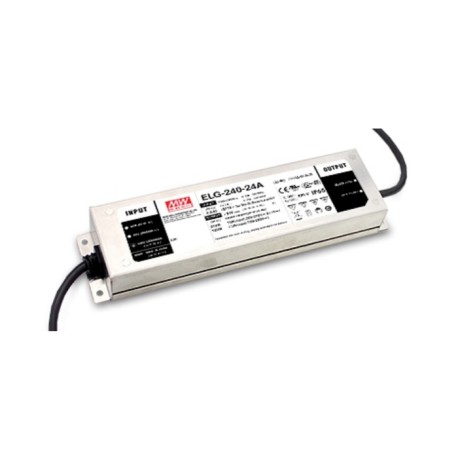 ELG-240-42D2-3Y, Mean Well LED drivers, 240W, IP67, CV and CC (mixed mode), smart timer dimming, protective earth conductor (PE)