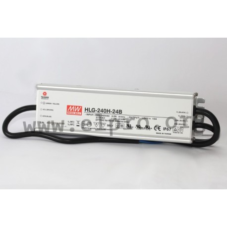 HLG-240H-15B, Mean Well LED drivers, 240W, IP67, CV and CC mixed mode, dimmable, HLG-240H series