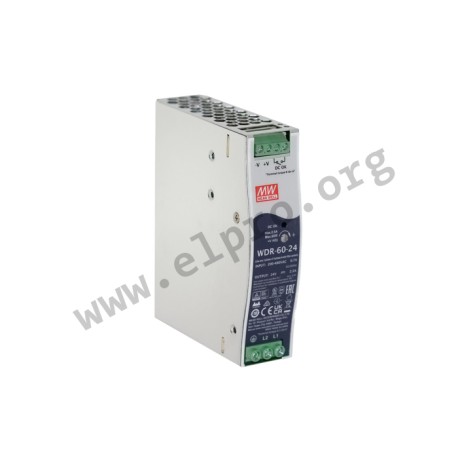 WDR-60-24, Mean Well DIN rail switching power supplies, 60W, 2-phase input, WDR-60 series